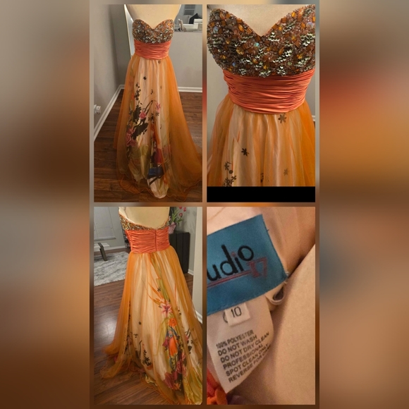 Studio 17 Dresses & Skirts - Studio 17 Orange Floral Gown